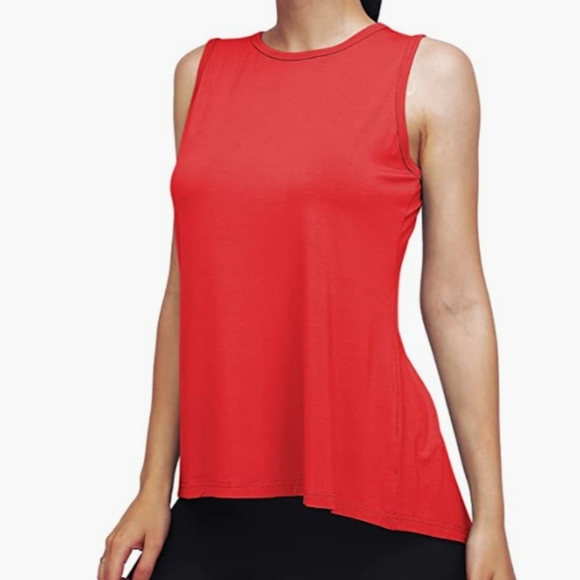 Red athletic tie back mesh tank top - Picture 2 of 12
